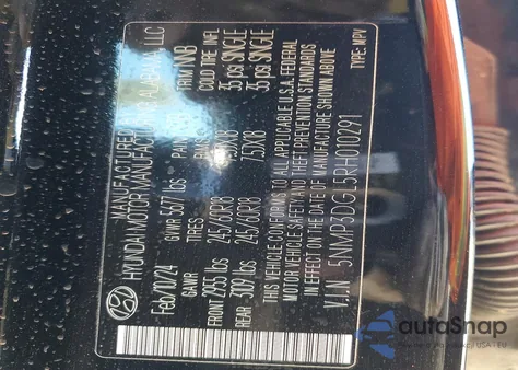 2024 Hyundai Santa Fe Xrt from USA, damaged, VIN 5NMP3DGL5RH010291